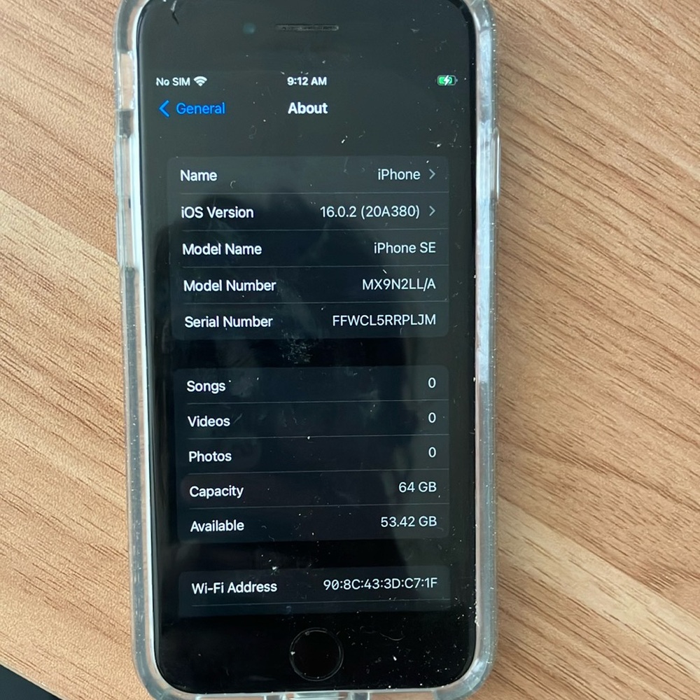Apple iPhone 64gb SE Black iPhone with New Speck Glitter Case